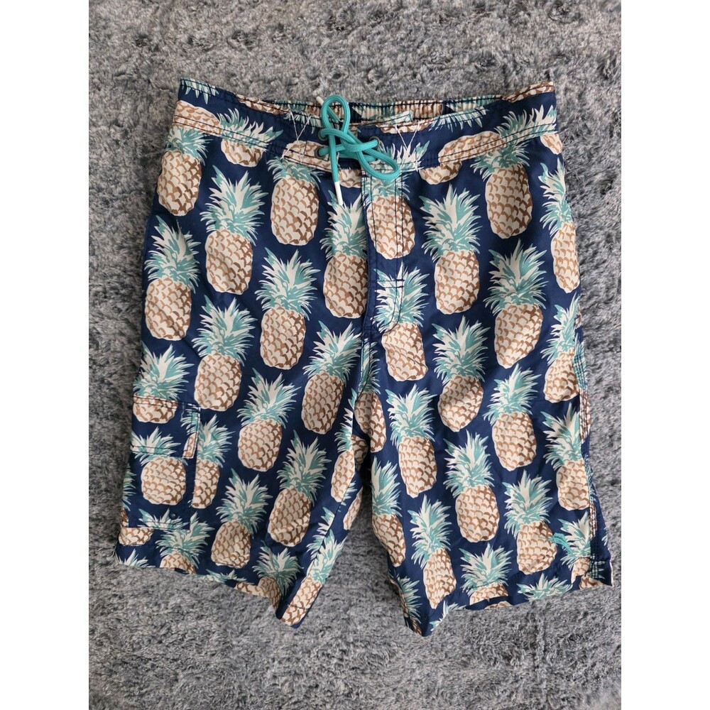 Tommy Bahama Small Swim Trunks Pineapple Navy Mesh Lined Drawstring
